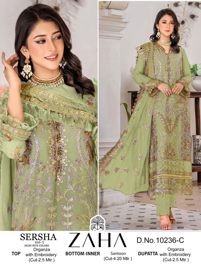 Sersha Vol 5 By Zaha Organza Pakistani Suits Wholesale Shop In Surat
